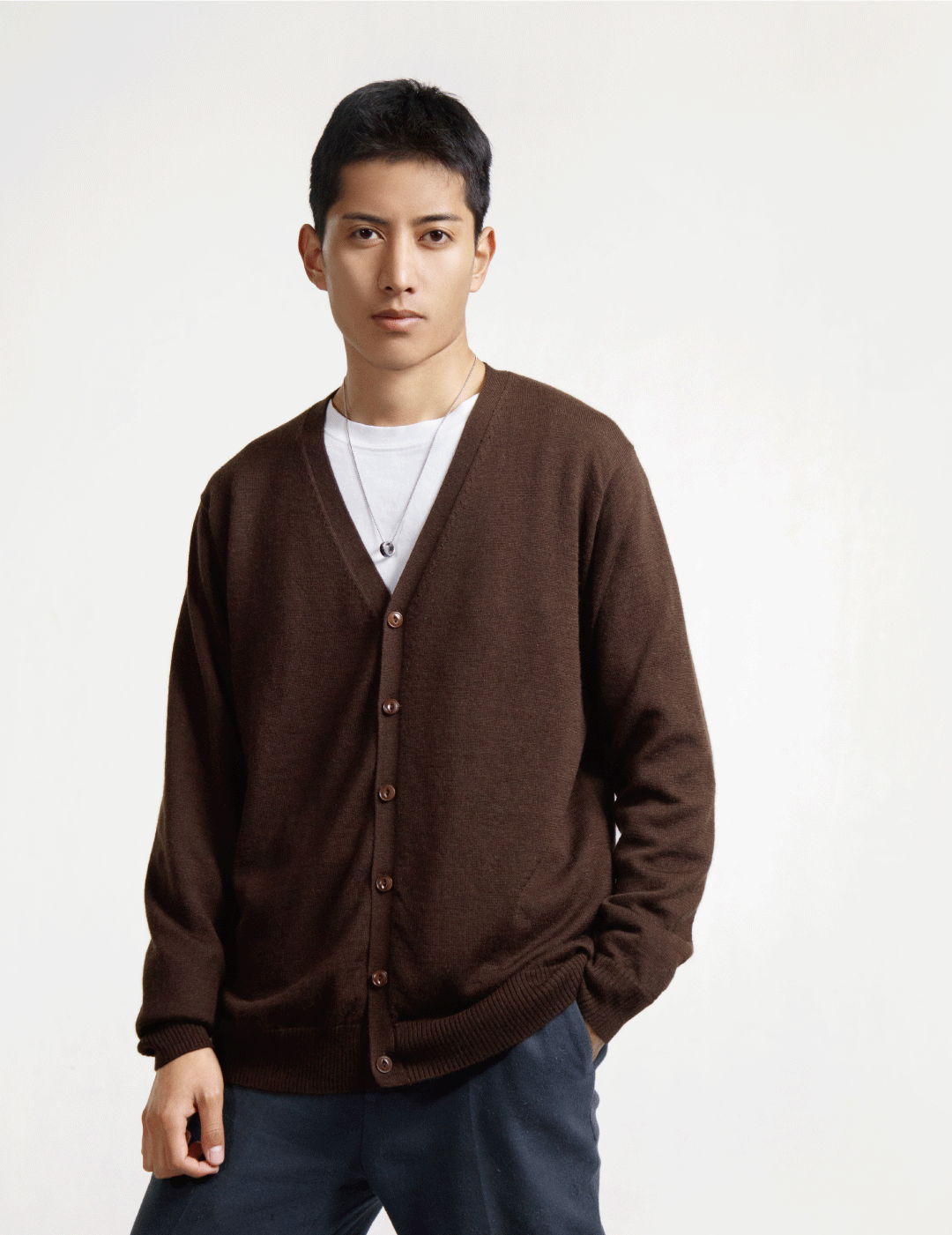 Gents sweater Brown buttoned