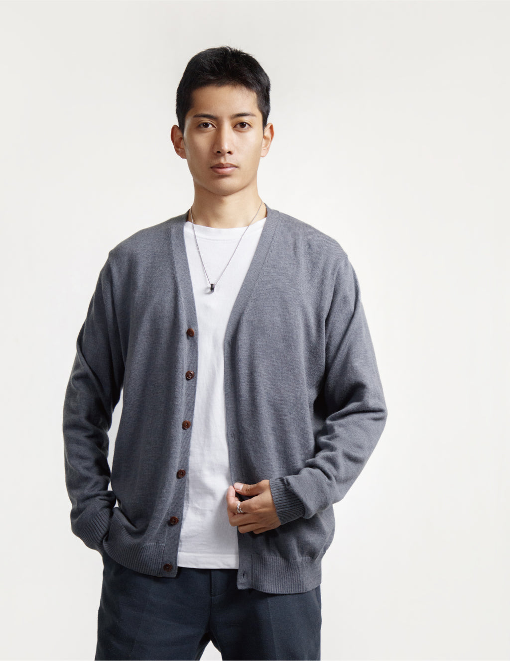 Gents sweater Grey buttoned