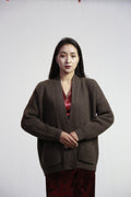 Ladys sweater Brown buttoned