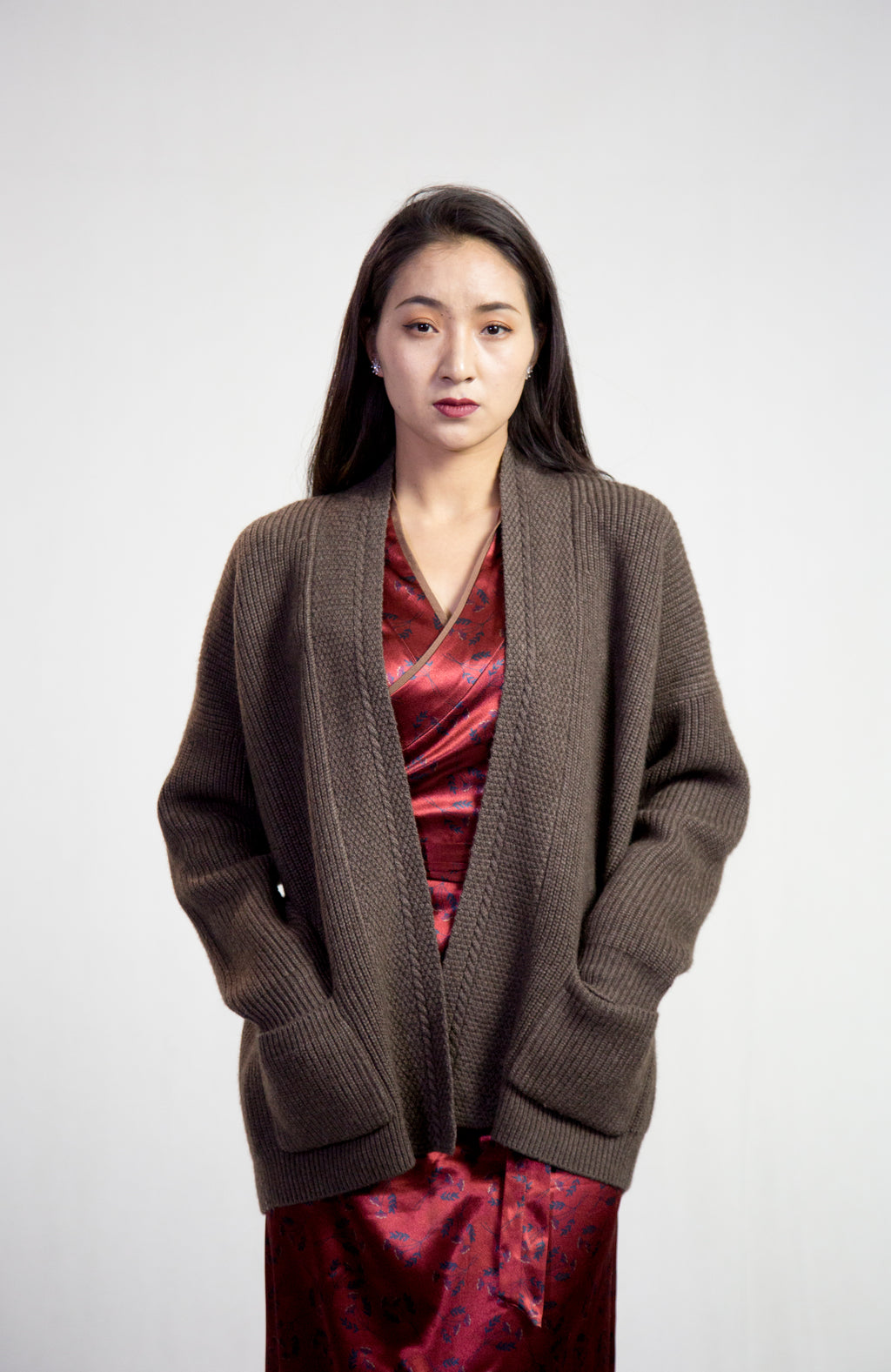 Ladys sweater Brown buttoned