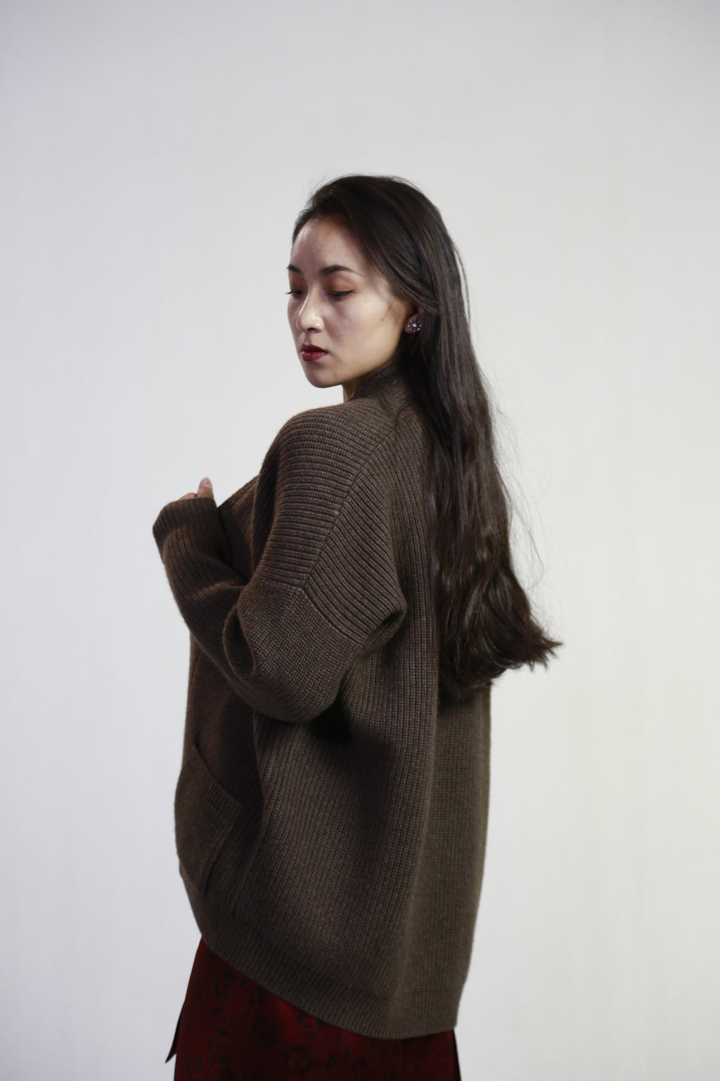 Ladys sweater Brown buttoned