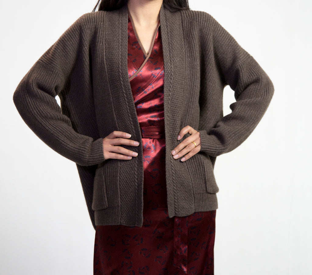 Ladys sweater Brown buttoned