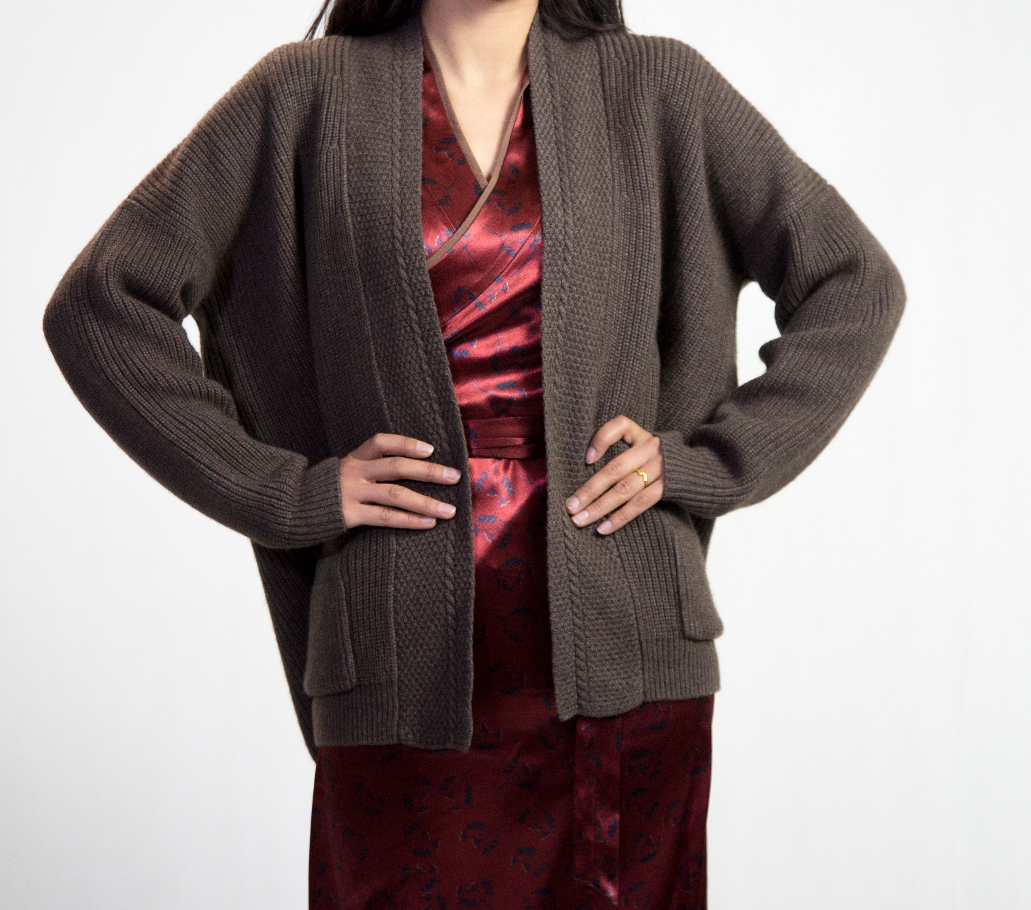 Ladys sweater Brown buttoned